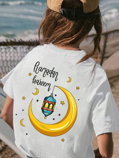 Tween Girls Casual Printed Crew Neck Short Sleeve T-Shirt Top, Summer