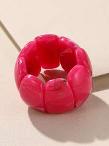 1pc New Elastic Thickened Bracelet Resin Geometric Tie Dye Bangle Bracelet Cuff, Vintage Bohemian Elegant Charm Beaded Bracelet Bangle, Fashion Jewelry Gift For Women, Girls, Ladies, Suitable For Daily Wear, Party, Travel