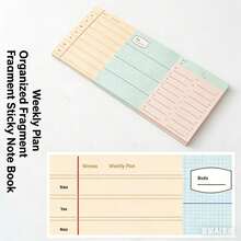 Three-Section Notepad With Organized Sticky Notes, Non-Adhesive, Creative, Tearable Planning Paper For Students' Reminders And Messages. - Nhiều màu - Xem 16