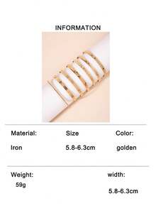 7件套欧美时尚创意夸张叶子、心形、锤纹、不对称条纹开口手镯首饰套装，适合女性佩戴 - 28987-bra-G-EP - 查看 9