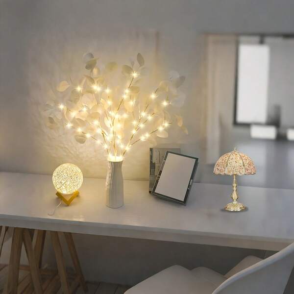 1pc/2pcs Apple Leaf Branch Lamp With 30 LED Artificial Tree Lights, Suitable For Bedroom Headboard Decor, Tabletop Decor, Wedding, Party, Thanksgiving, Christmas, Valentine's Day And Back To School Home & Office Decoration