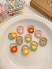 10 chiếc dây buộc tóc mềm mại thêu hoa cho bé gái, dây buộc tóc mini dễ thương, nhẹ nhàng cho tóc. - Nhiều màu - Xem 10