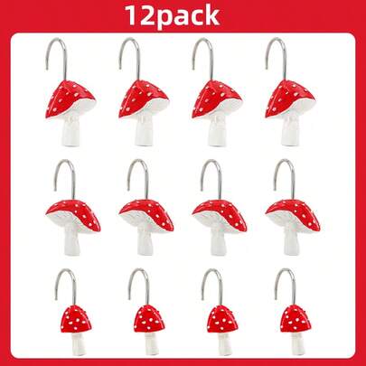 12pcs Mushroom Style Decorative Hooks, Iron Material, Sturdy And Durable, Suitable For Kitchen, Bathroom, Recommended Valentine's Day Gift, Great For Spring Renewal