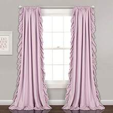 Decor Reyna - Juego de Paneles de Cortina de Ventana con Volantes, par, 54 Pulgadas de Ancho x 84 Pulgadas de Largo, Juego de Cortinas fluidas, Cortinas románticas con Volantes para recámara,(137.2An x 213.4Al cm (1 Paneles) Lila) - Multicolor - Ver 1