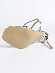 Women's Silver High Heel Sandals, Sexy Stilettos, Summer Fashion Dress Shoes - Silver - View 10