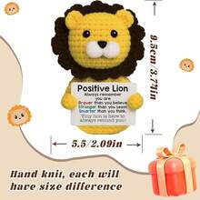 1pcMini Funny Handmade Positive Lion Crochet Animals Crochet Gift,Inspiring Gifts For Him Her,Men Women, Colleague Son Daughter,Birthday,Anniversary - Multicolor - View 2