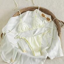 Bộ bikini tam giác màu trắng ngà Wave Kiss 2 mảnh dành cho nữ, được trang trí bằng những bông hoa cúc tinh tế, thiết kế cổ và hông có thể điều chỉnh, chất liệu nhẹ, nhanh khô, toát lên vẻ quyến rũ tươi mát và ngọt ngào nữ tính, tạo nên vẻ ngoài dễ thương, thanh lịch và gợi cảm cho kỳ nghỉ hè trên bãi biển. - trắng - Xem 11