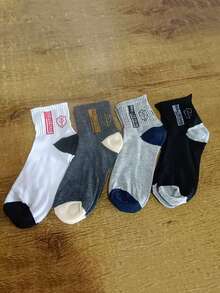 3 pares de calcetines de media caña de algodón para hombre, con estampado de escudo, surtido aleatorio - Multicolor - Ver 8