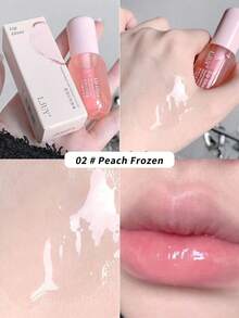 Hydrating Glossy Lip Oil & Tint, Moisturizing Shiny Transparent Lip Gloss Stick, Non-Sticky Non-Greasy Lip Care, Sheer Nude Lip Makeup, For Daily Wear, Party Glam, Fall Winter Moisture Boost, Valentine's Day Gift - Peach Frozen - 查看 3