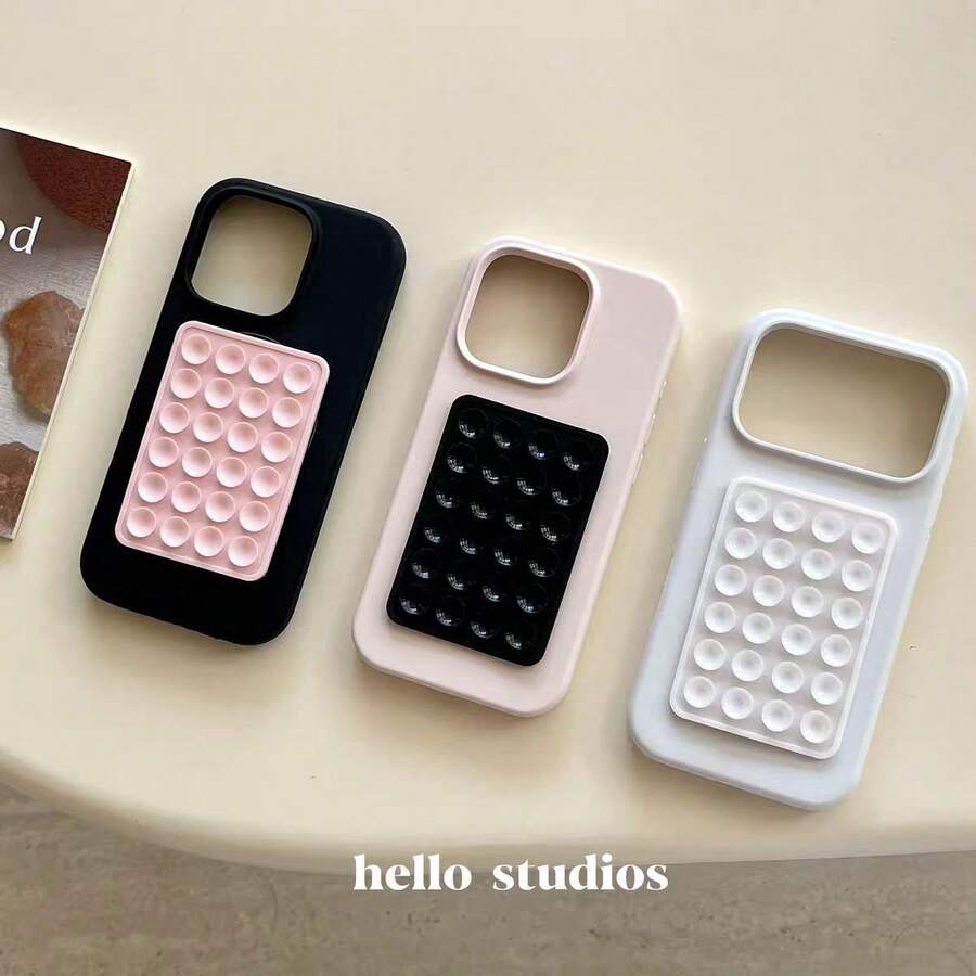 1pc Silicone Suction Cup Phone Case Stand - Octobuddy Phone Suction Cup, Sticky Phone Grip & Holder Compatible With Smartphones - trắng - Xem 1