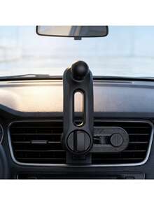 1pc Black Car Phone Holder Base, Dual Clip Four-Claw, Rotatable, Compatible With Any Panel, Suitable For Various Car Air Vent Phone Holders - A - View 1