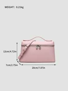 1个纯色荔枝纹PU方形单肩包，女士小手提包，适合日常时尚搭配、外出、购物、派对，优雅女士通勤包，情人节理想礼物，舒适时尚，时尚手提包，个性化礼物之选，2025年配饰，时尚风格适合各种场合，价格亲民的奢华体验，叛逆派对包，完美适用于派对、婚礼、舞会、晚宴/宴会，优雅女士包，粉色 - 粉色 - 查看 9