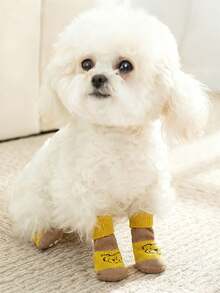 Calcetines antideslizantes para perros, calcetines de mascota de punto suave con diseño de oso, resistentes a arañazos y suciedad, adecuados para perros pequeños/medianos tanto en interiores como exteriores - Multicolor - Ver 8