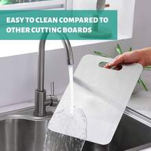 Stainless Steel Cutting Board, Silver Color Kitchen Chopping Board, Double-Sided, Suitable For Raw Meat, Poultry, Fish, Odor-Proof, Stain-Resistant, Rust-Proof, Minimalist Design To Replace Traditional Meat Cutting Board, Applicable For Meat, Vegetables, Fruits, Essential For Modern Kitchen, Easy To Clean With Water.The Kitchen Cutting Tool Set Can Also Be Used As A Pizza Tray, Cheese Board, Serving Platter, Bread & Cookie Board. - Multicolor - View 9