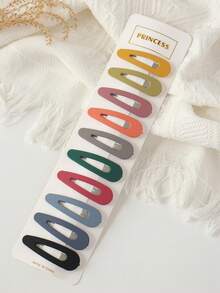 10个/30个装 女孩简约百搭休闲校园风纯色复古水滴方形刘海发夹，适合返校及日常佩戴 - 彩色 - 查看 4