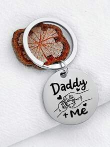 1pc Stainless Steel Fist Bump Keychain - Round Pendant, Perfect Father's Day Or Birthday Gift For Dad Or Son - Multicolor - View 6
