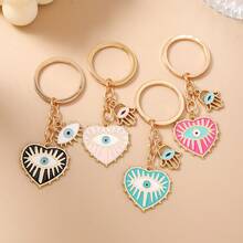 1pc Women's Alloy Devil's Eye & Heart Palm Keychain, Fashionable Personalized Accessory Bag Charm - Multicolor - View 1
