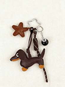 Yogodlns سلسلة مفاتيح بشكل كلب الدشهند بطراز INS، قلادة مع حبل ديكور، مناسبة للفتيات/النساء للارتداء للعمل/الدراسة، هدية صغيرة لها، تعزز جاذبيتك، تصميم ثنائي الوجه، هدايا للرجال، ضروريات السفر - متعدد الألوان - مشاهدة 3