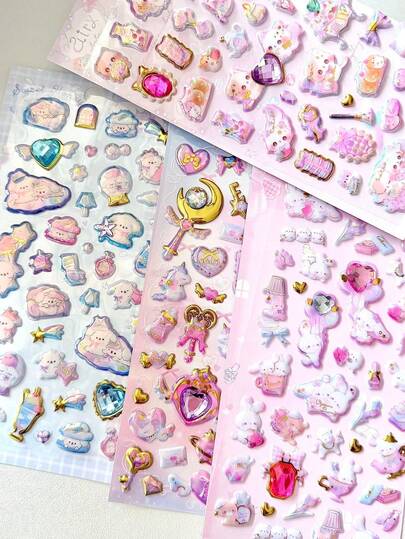 These Stickers Are Made Of 3D Embossed Stickers, Loose Stickers, Rhinestone Stickers, Crystal Stickers, Cute Decorative Stickers, Sponge Stickers, And Plastic. There Are Two Designs Available. You Can Use Them To Make Sticker Books, Notebooks, Fridge Magnets, Or Decorate Your Own Phone Cases.
