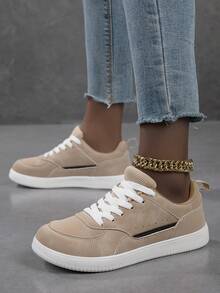 2026 New Women's Fashion Casual Shoes, Minimalist Lightweight Soft Sole Lace-Up Sneakers - Khaki - View 3