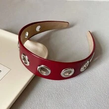 Personalized Wide Leather Headband, Punk Style, Minimalist Hollow Metal Headband, Pressure Hair Accessories And Headpieces, Hair Band, Hair Hoop - Multicolor - View 10