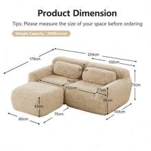 Sofas & Couches - Light Khaki + Plush + 2 Seat - View 8