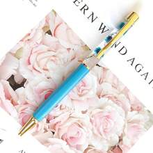 Customized Text Logo Metal Flat Head Oiled Floating Dried Flower Pen, Luxury Fashion Pen, Personalized Inspirational Pen, Back To School Gift, Daily Office & Student Use, Thoughtful Gift For Friends, Teachers, Family - Multicolor - View 21