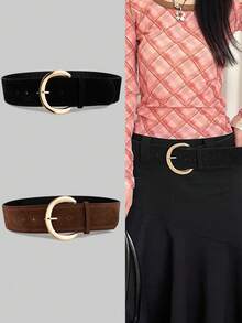 Thắt lưng bản rộng kiểu Hàn Quốc bằng da lộn cổ điển, phụ kiện thời trang cao cấp mới cho váy ngắn. - Nhiều màu - Xem 12