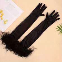 1 双加厚保暖长款触屏手套，时尚高端材质，适合派对、演出、晚会、夏季假期等场合。 - 同色 - 查看 4