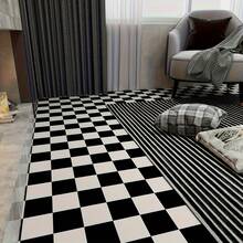 1卷加厚自粘黑白方格地板贴纸，即撕即贴，乙烯基材质，防水防滑，自粘地板贴，适用于家居装修，适用于人流量大的区域，如客厅、卧室、浴室、厨房和现代室内设计。