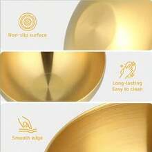 1个/5个/10个装不锈钢金色沙拉碗，防锈、防摔、易清洗，适合盛放水果、面条、零食、沙拉和烘焙食品 - 多功能厨房用具，家居、餐饮和学习用品 - 金色 - 查看 7