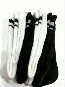 4 Pairs Women's Minimalist Letter Print Athletic Mid-Calf Socks, Multi-Functional Design Suitable For Yoga, Running, Basketball, Soccer And All Seasons - Multicolor - View 5