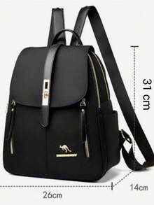 Women's Backpack, Vintage Social, Medium, Casual, Elegant, Fashion, Plain Fabric. - 黑色 - 查看 6
