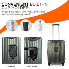 174-Piece Premium Luggage Set - PC+ABS Hard Shell, Cupholder, TSA Lock, Double Wheels (Large/Medium) - Hunter Green - View 3