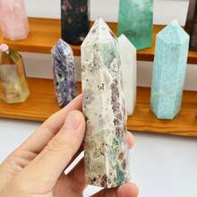 1 Stück natürlicher polierter hexagonaler Kristallprisma, Rosenquarz, Fluorit, Citrin, Dekorationsstein für Innenräume, Geschenk, Sammlung, Geschenk für Feiertage - Verschiedenfarbig - Übersicht 14