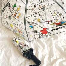 1PC Snoopy Pattern Foldable Umbrella Cute Transparent Umbrella, Suitable For Women And Girls Cute Full Print Snoopy Design - Super Eye-Catching With Playful Cartoon Details! - Multicolor - View 3