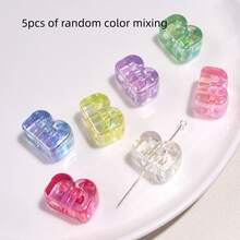 5pcs Acrylic 3D Transparent Colorful Large Hole Jelly Letter Beads, Random Mixed Colors, For Handmade DIY Jewelry Making Necklace Bracelet Earrings Bag Chain Keychain Keyring Clothing Zipper Accessories Pendant - Multicolor - View 12