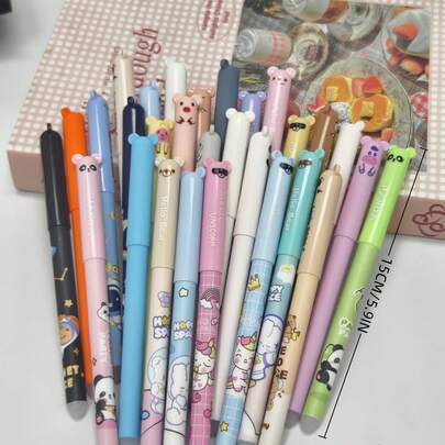 4支装卡通图案可擦笔套装 - 4支笔 + 20支替换笔芯 / 5支可擦笔，学生作业和日常笔记必备文具，完美的返校礼物
