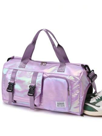 1pc New Large Capacity Travel Bag, Short Trip Luggage Bag, Gym Bag, Sports Style Colorful Street Fashion Casual Women Bag, Maternity Hospital Bag, Vacation Bag, Waterproof Casual Bag, Carry-On Bag With Separate Shoe Compartment