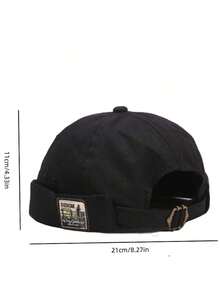 1pc Vintage Dome Hat Men Melon Beanie Cap Solid Color Docker Cap Unisex Adjustable Landlord Hats Women Hop Bonnet D2L3 - 彩色 - 查看 3
