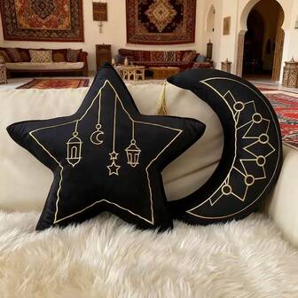 1pc Handmade Plush Star & Moon Decorative Throw Pillow, Suitable For Living Room, Bedroom, And Other Home Decor, Indoor Sofa Home Decor Cushion Pillow, All Season Home Decor Cushion Pillow