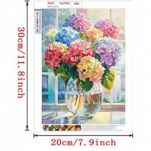 Kit de pintura de diamantes 5D - Flor de hortensia, pintura de diamantes completa, redonda, manualidades de bordado DIY, adecuado para adultos y principiantes, decoración de pared para el hogar/oficina, 30x40cm, gran regalo - Multicolor - Ver 4