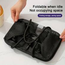 1pc Foldable Mesh Drain Basket, Travel Toiletry Swim Bathroom Storage Basket, Large Capacity Portable Organizer Designed For Versatile Use In Travel, Home, Gym, Hotel, And Dorm Spaces; Breathable Mesh Design With Sturdy Folding Frame, Compact When Collapsed, Easy Drainage, Sturdy Handle Grip, Ideal For Cosmetics, Toiletries, Skincare, Toothbrushes, Razors, Accessories, Swimming Gear, Shower Essentials, And Small Items Organization - Multicolor - View 3