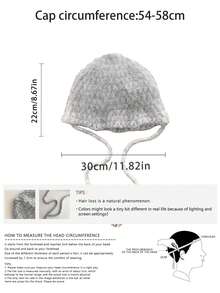 1pc Autumn/Winter Waffle Knit Bucket Hat, New Design With Knitted Blend, Tie-Up, Face-Framing, Warm Knit Cap, Ear Protection, Versatile, Grey Knit Hat, Soft & Cozy, Large Head Circumference, Bucket Hat, Warm Trapper Hat - Multicolor - View 3