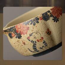 4pcs 550ml Firestone Red Matcha Tea Set, New Japanese Ceramic Matcha Bowl, Natural Antique Texture, Includes Matcha Scoop, Chasen Holder, Tea Caddy Stand, Gift Box, Suitable For Gifts, Holidays, Daily Reuse - Multicolor - View 9