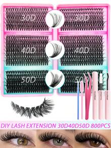 Queenice 2560/800/160PCSLarge-Capacity False Eyelash Set: Mixed-Style Lash Extension Set With Natural/Dense/Extra-Thick/Manga Styles. Suitable For Parties, Festivals, Weddings. Reusable Individual Lashes - Multicolor - View 4