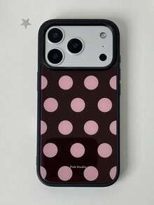 可爱简约波点图案时尚软壳手机壳，兼容 17 Pro Max、17 Pro、17、16、15、14、13、12、11 Pro Max、16、15、14 Plus，时尚防震后盖，春季生日礼物佳选 - 棕底粉點 - 查看 4