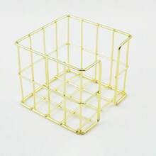 1pc Modern Memo Clip, Memo Box, Metal Wire Desktop Self-Adhesive Notepad Holder, Rose Gold Memo Holder, Hollow Iron Art Storage Basket, Makeup Organizer Basket, Office Organizer Basket, Cute Memo Cube Stand, Dispenser, Office Desk Organizer, Mesh Memo Holder, Pen, Desktop Self-Adhesive Notepad, Home Office, School Desk Container - Multicolor - View 6
