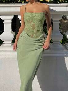 Valentine Outfits For Women Summer Dress A Long Summer Dress Made Of Lace Patchwork Fabric With Strappy Straps