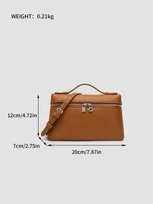 1 pieza de bolso de hombro cuadrado de PU con textura de lichi en color sólido, bolso pequeño para mujer, adecuado para combinar con la moda diaria, salidas, compras, fiestas, bolso elegante - Marrón 2 - Ver 10